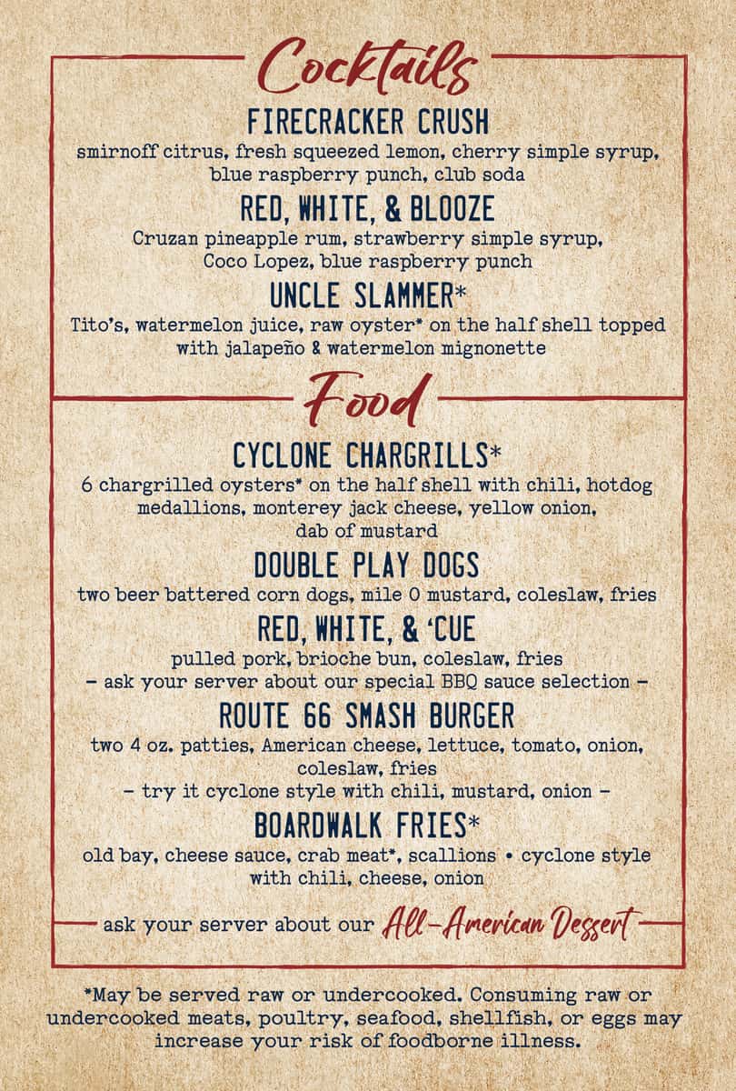 Shuckin' Shack 2026 Summer Menu