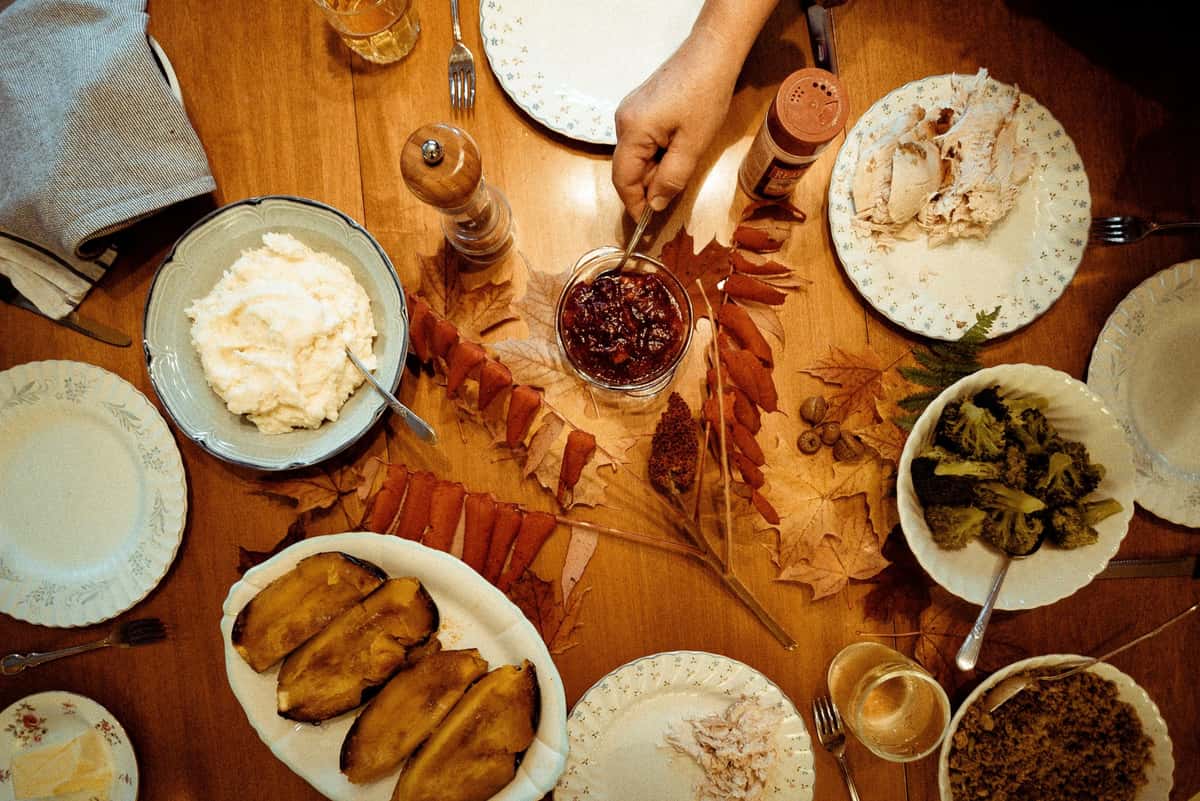 a thanksgiving spread on a table