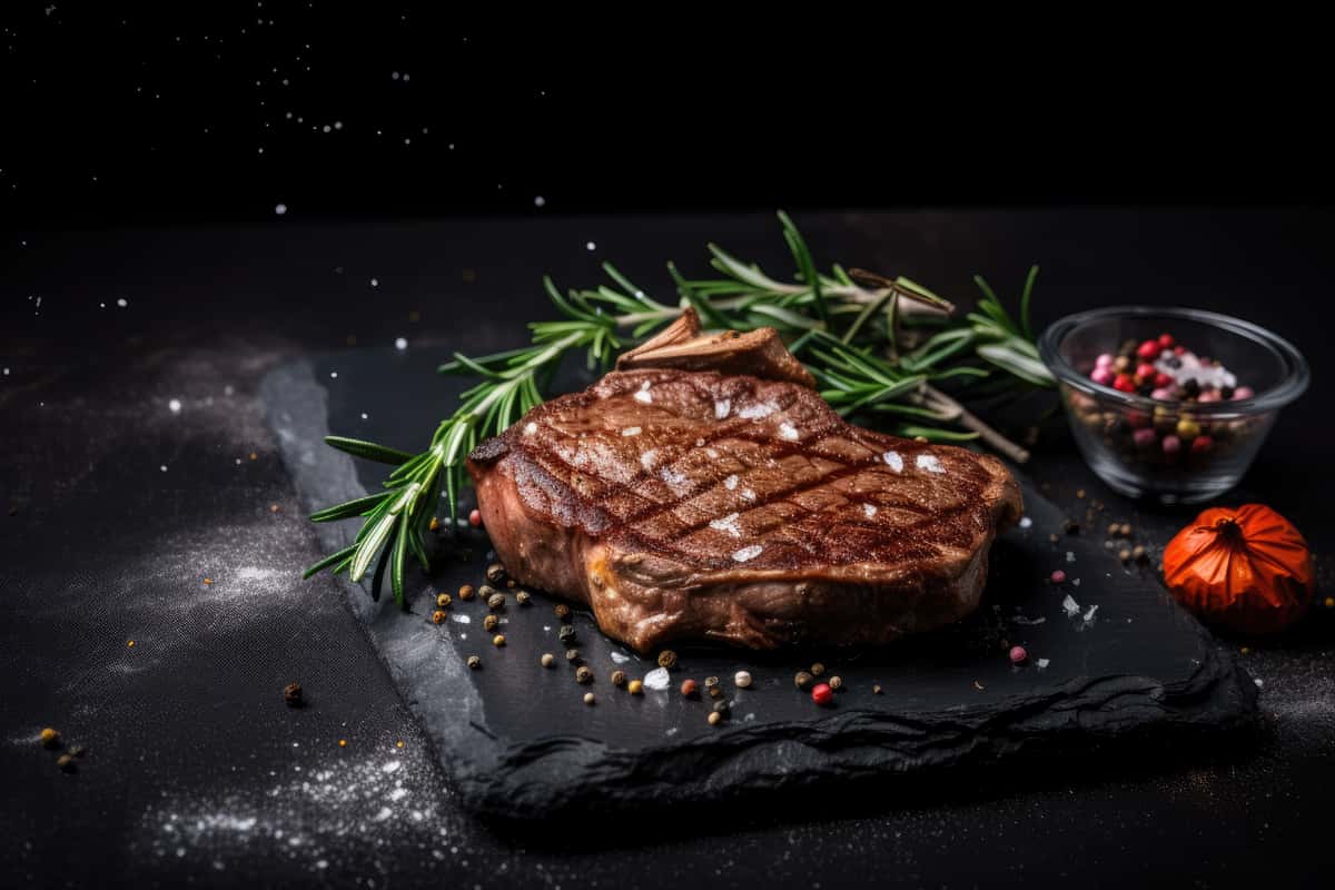 grilled steak with herbs