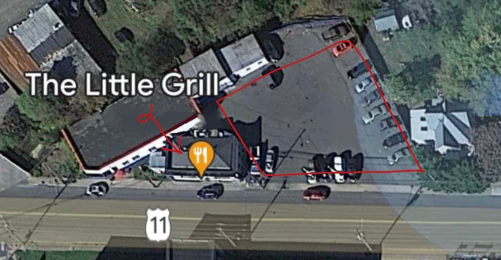 Parking lot availability on North side of The Little Grill building