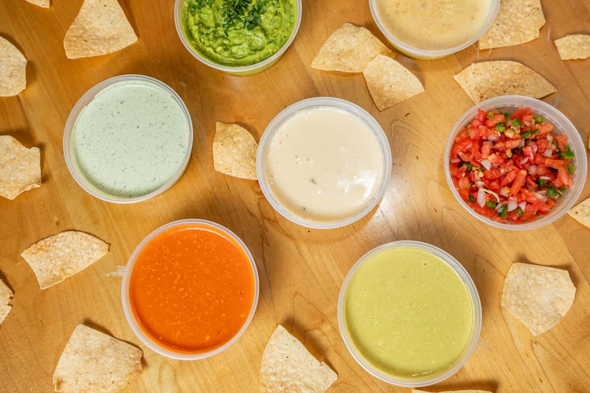 Assorted dips for chips