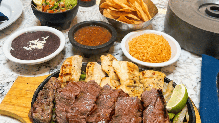 Spread of dishes on table