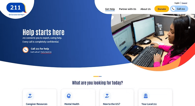 211 website screenshot