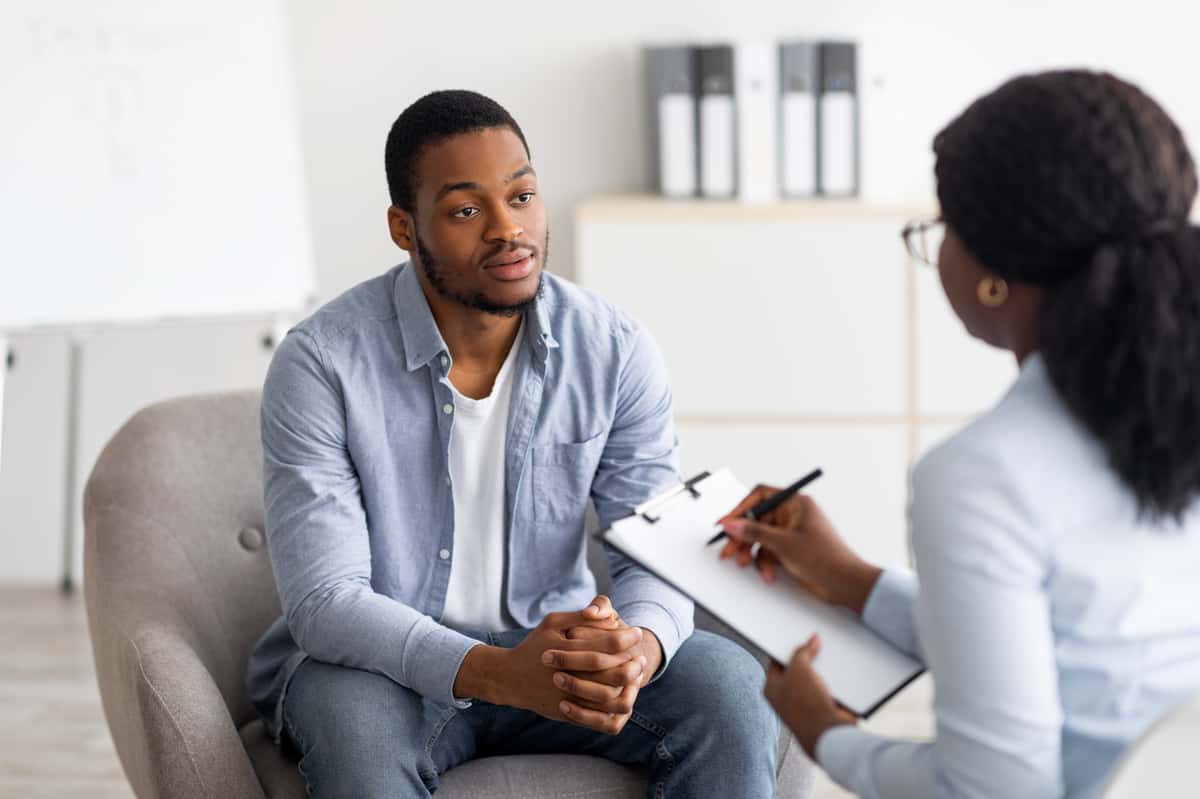 Therapist with patient