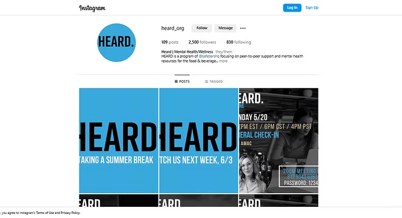 Heard website screenshot