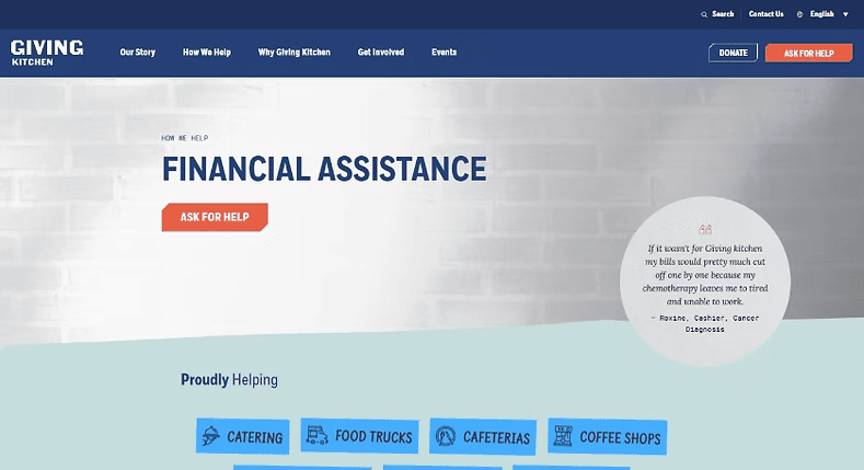 Giving Kitchen website screenshot