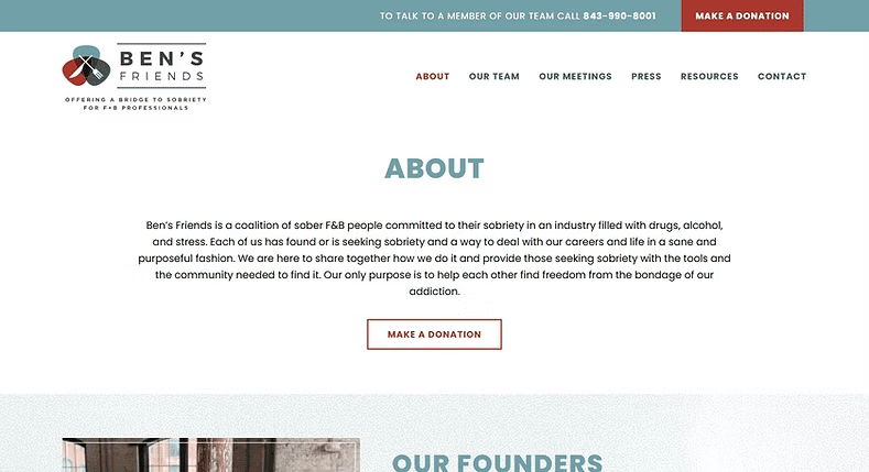 Ben's friends website screenshot