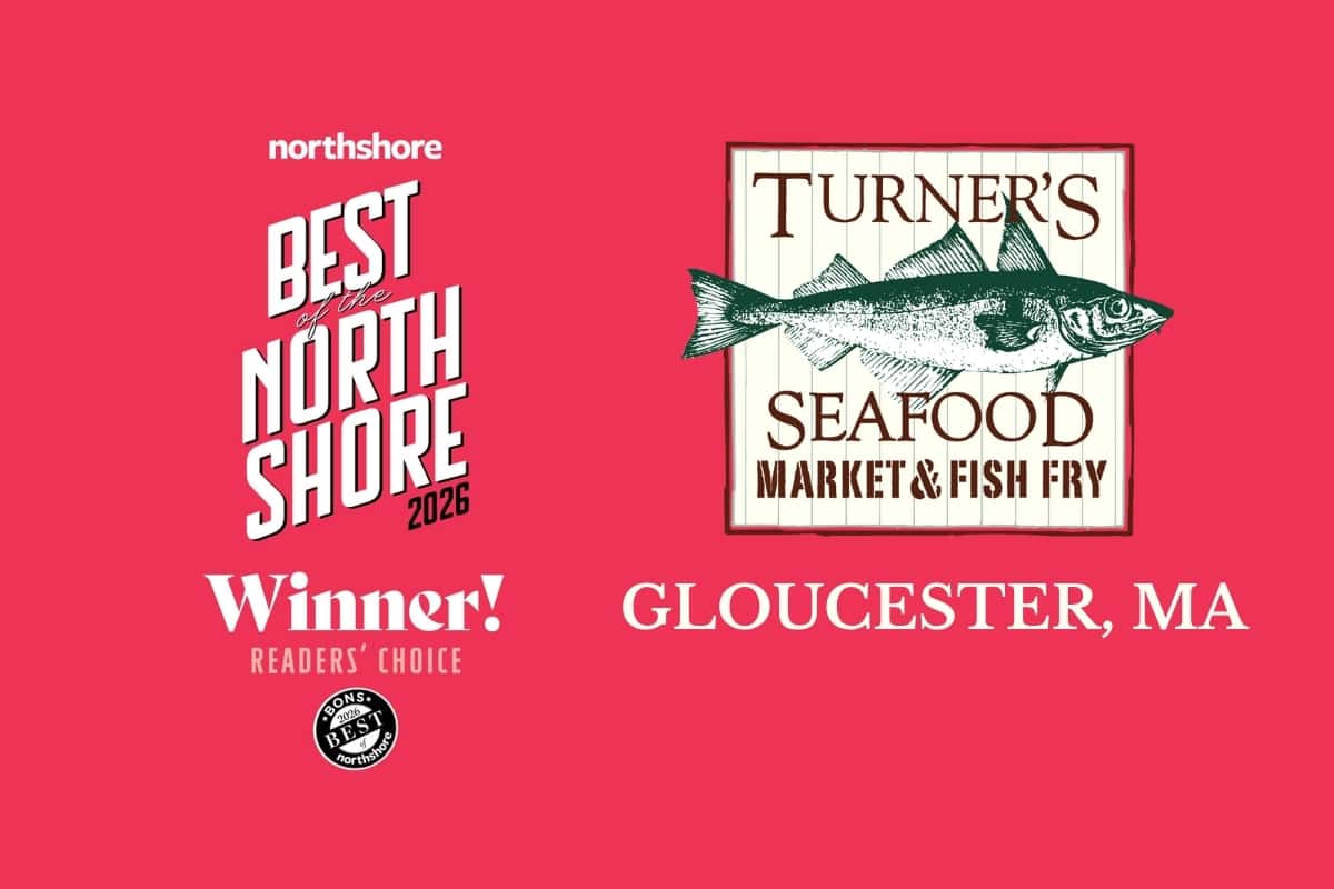 Logos for Best of Northshore BONS 20206 award and Turner's Seafood Gloucester