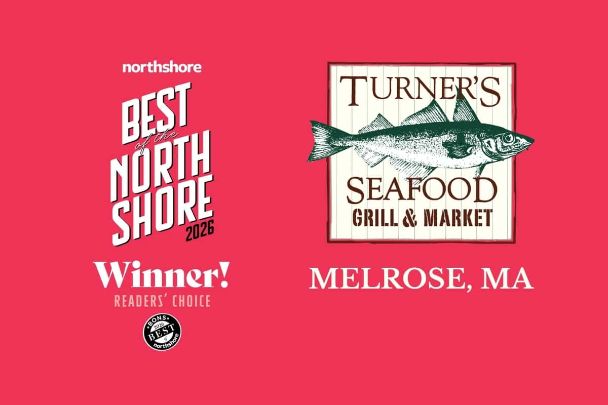 Logos for Best of Northshore BONS 20206 award and Turner's Seafood Melrose