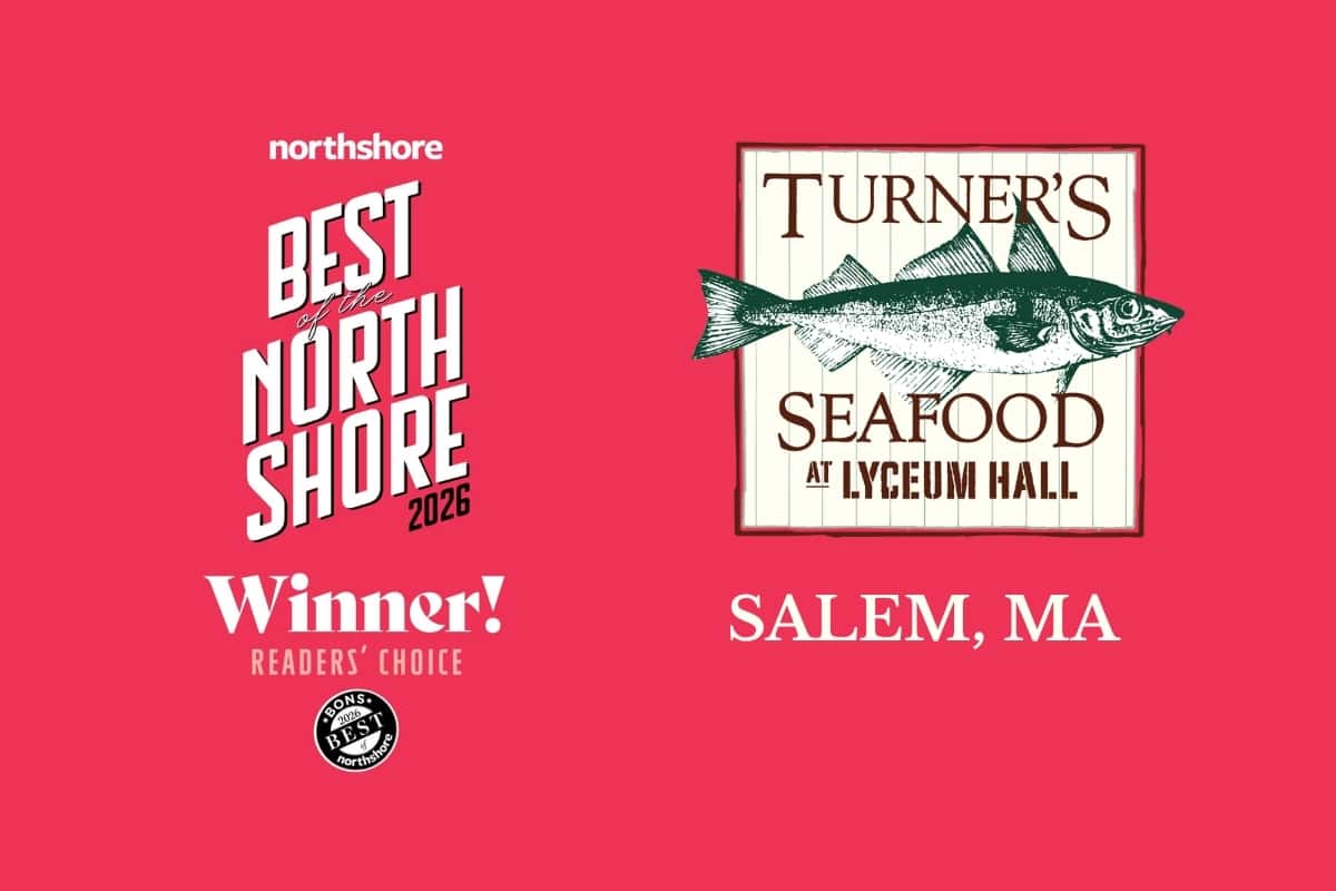Logos for Best of Northshore BONS 20206 award and Turner's Seafood Salem