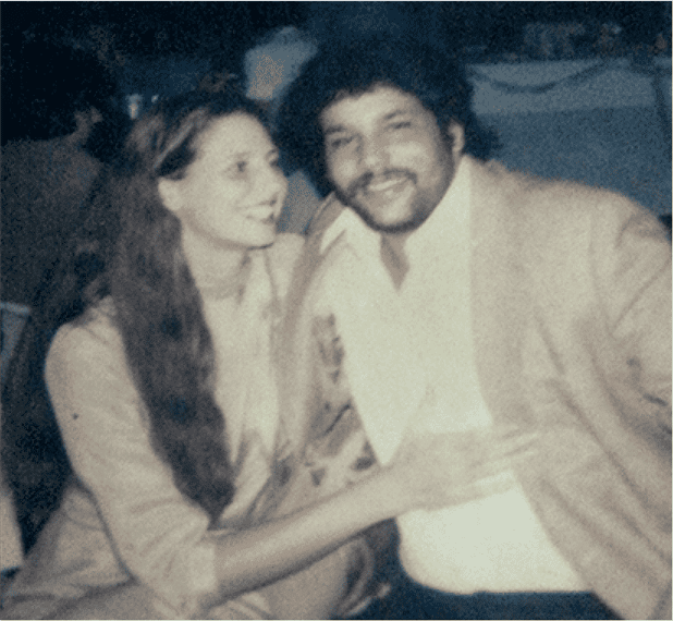 old photo of a couple inside the restaurant