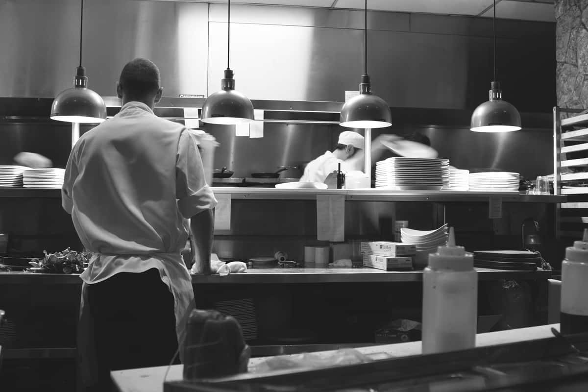 Restaurant staff working in a kitchen
