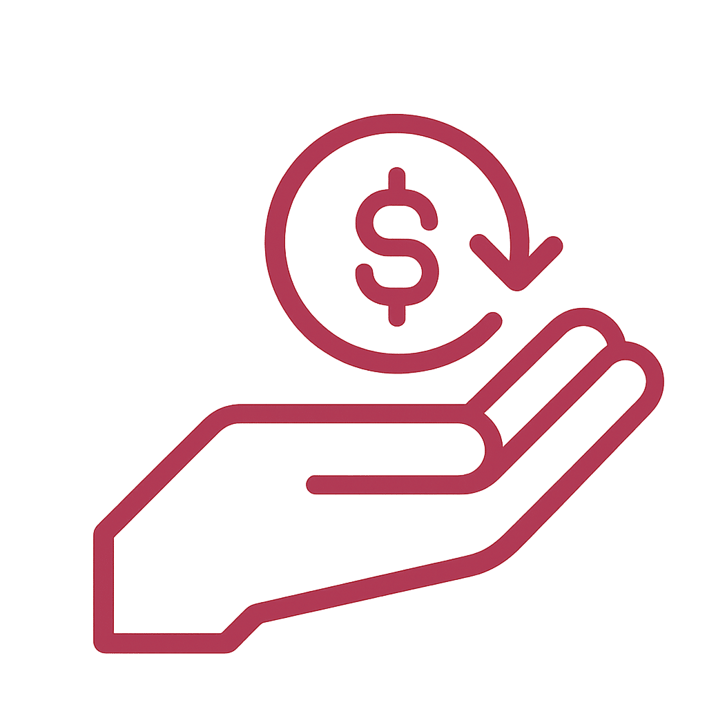 Earning rewards icon in maroon