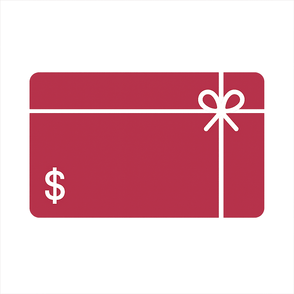Gift card with white ribbon and bow