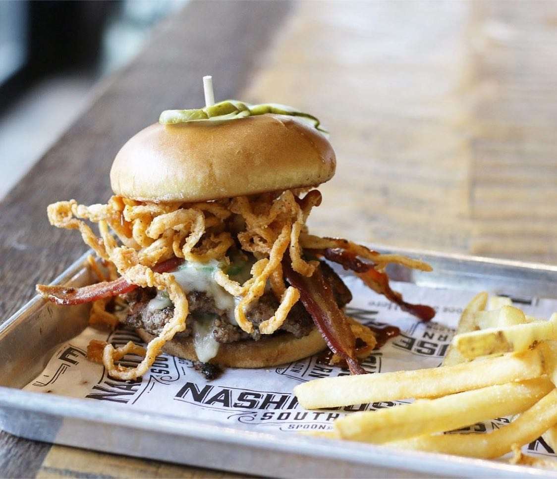 bbq sandwich with fries