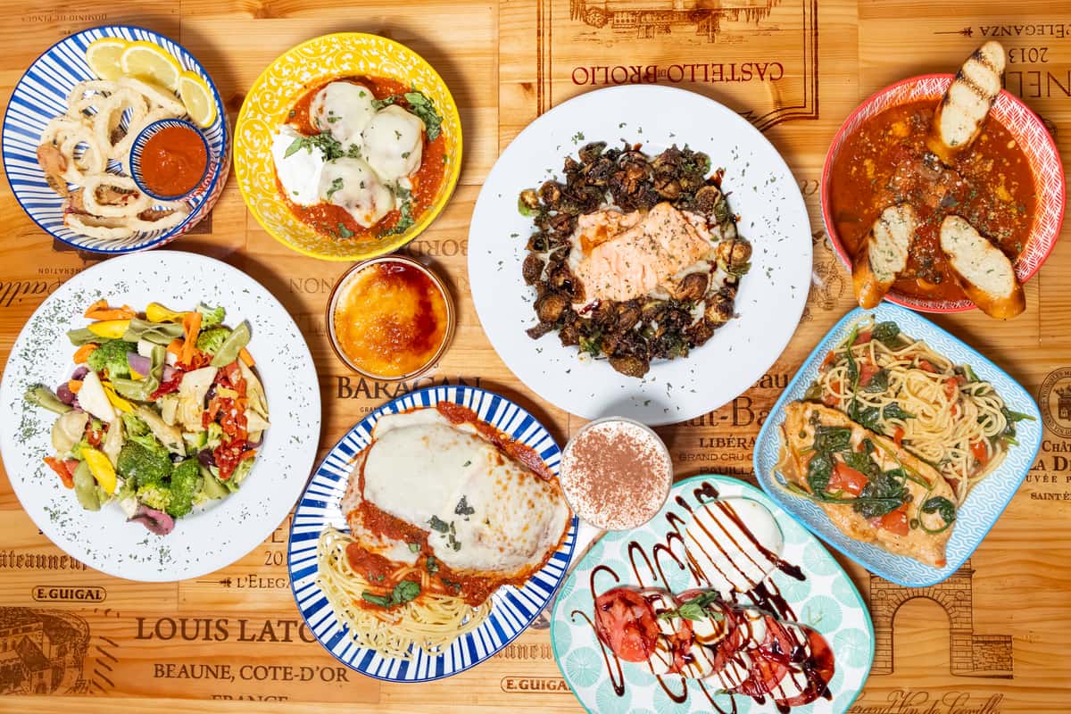 top view shots of food