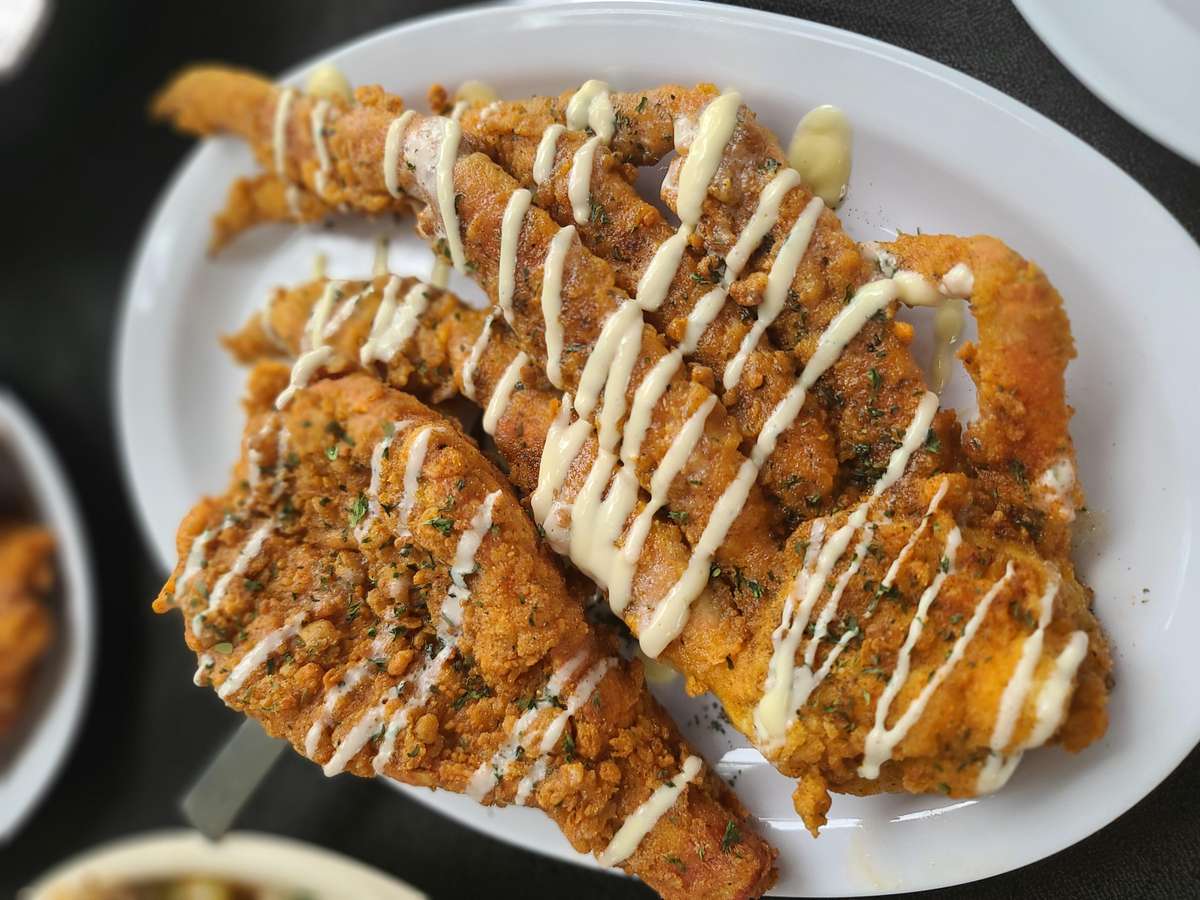 fried fish and crab