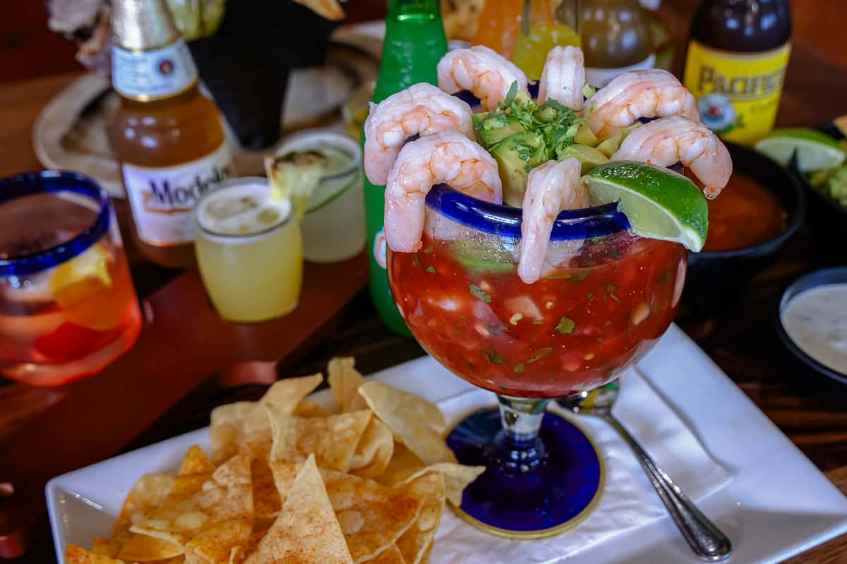 shrimp cocktail and nachos