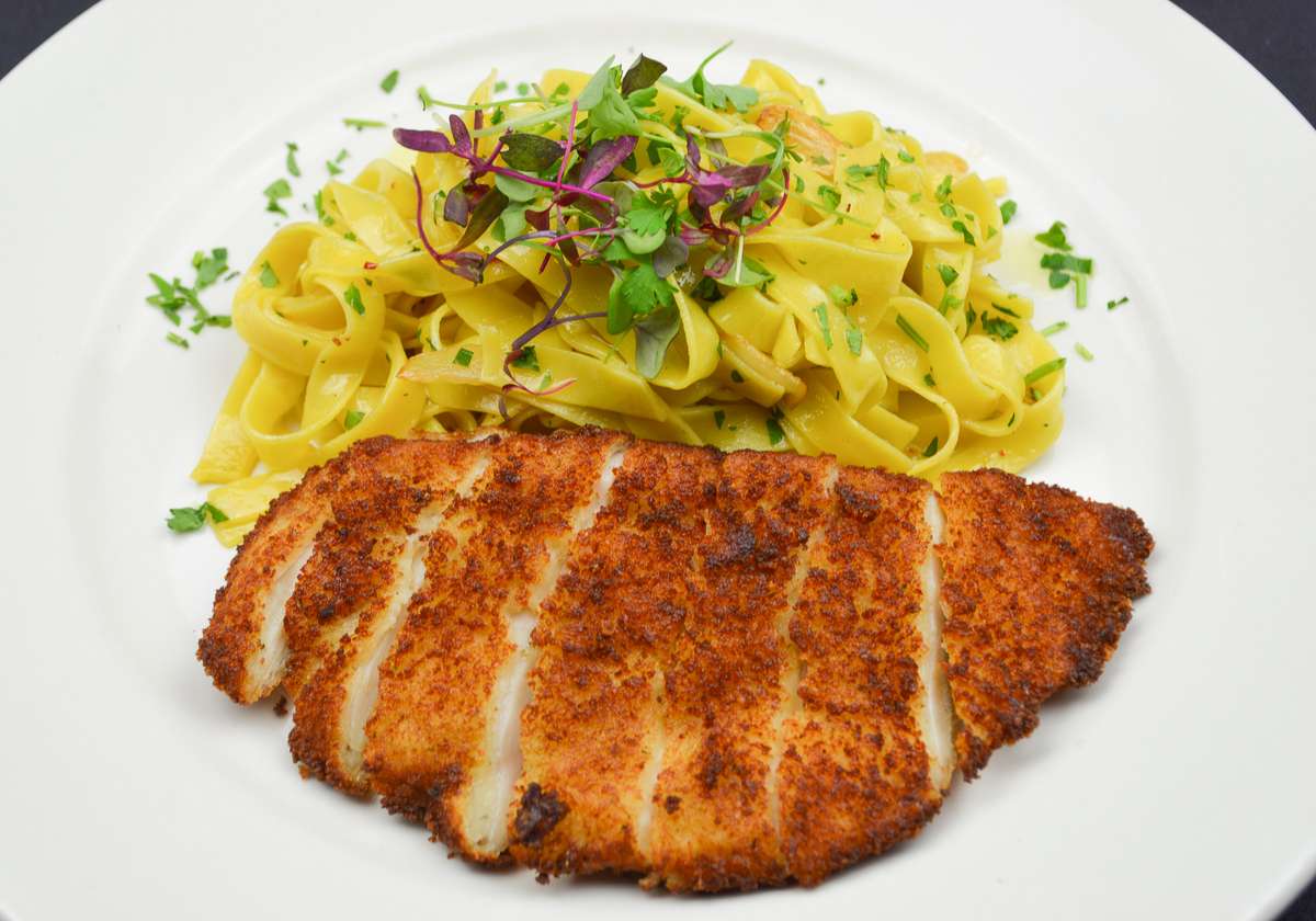 Chicken Milanese (Breaded Chicken) Pasta Combo Meal - Winter Pasta Features  - Authentic Argentinean Food - Argentinean Chef