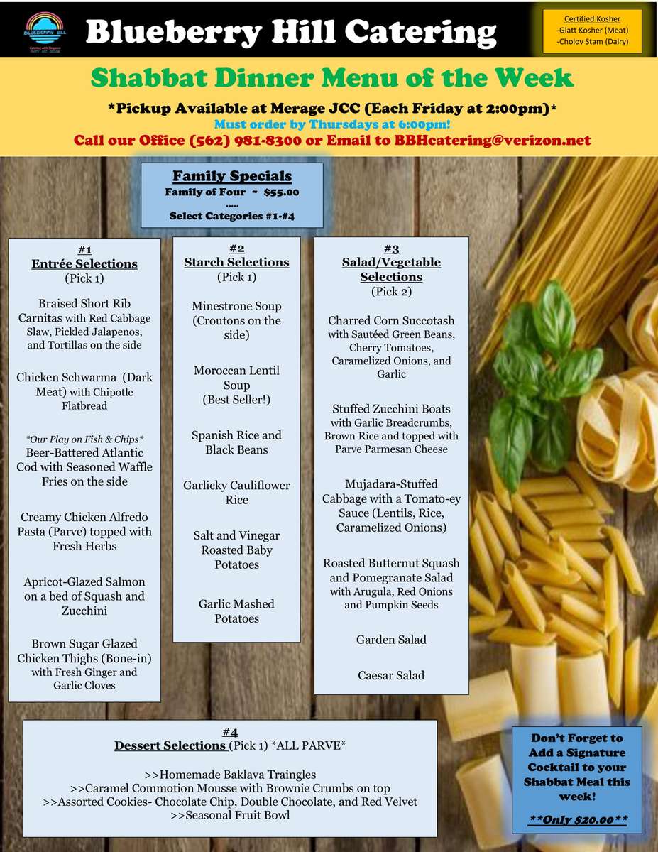 Shabbat Dinner Menu of the Week