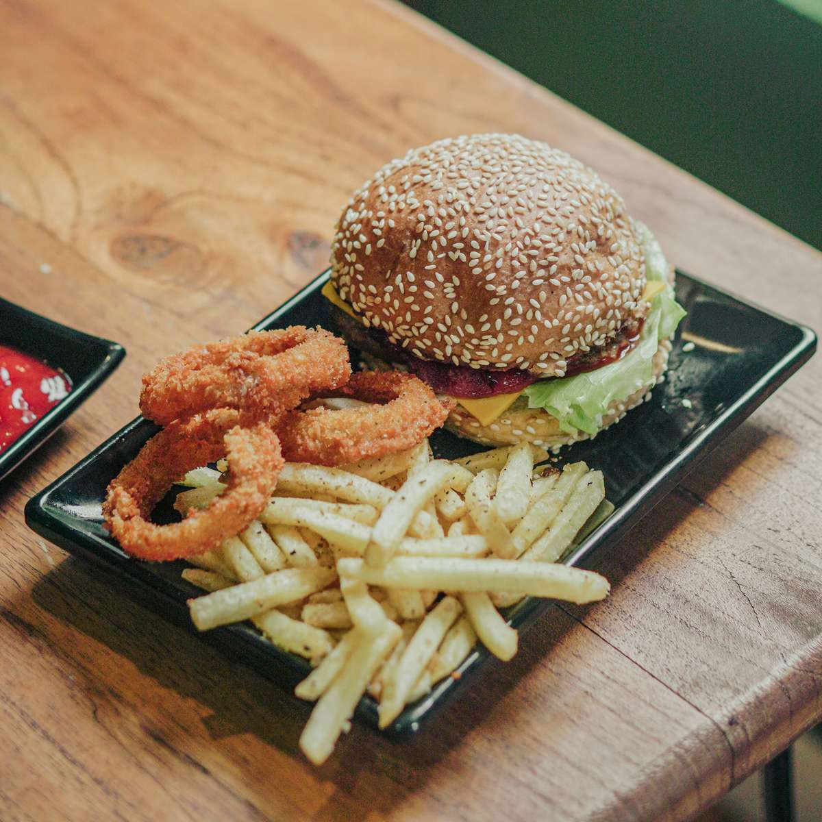 Burger and fries