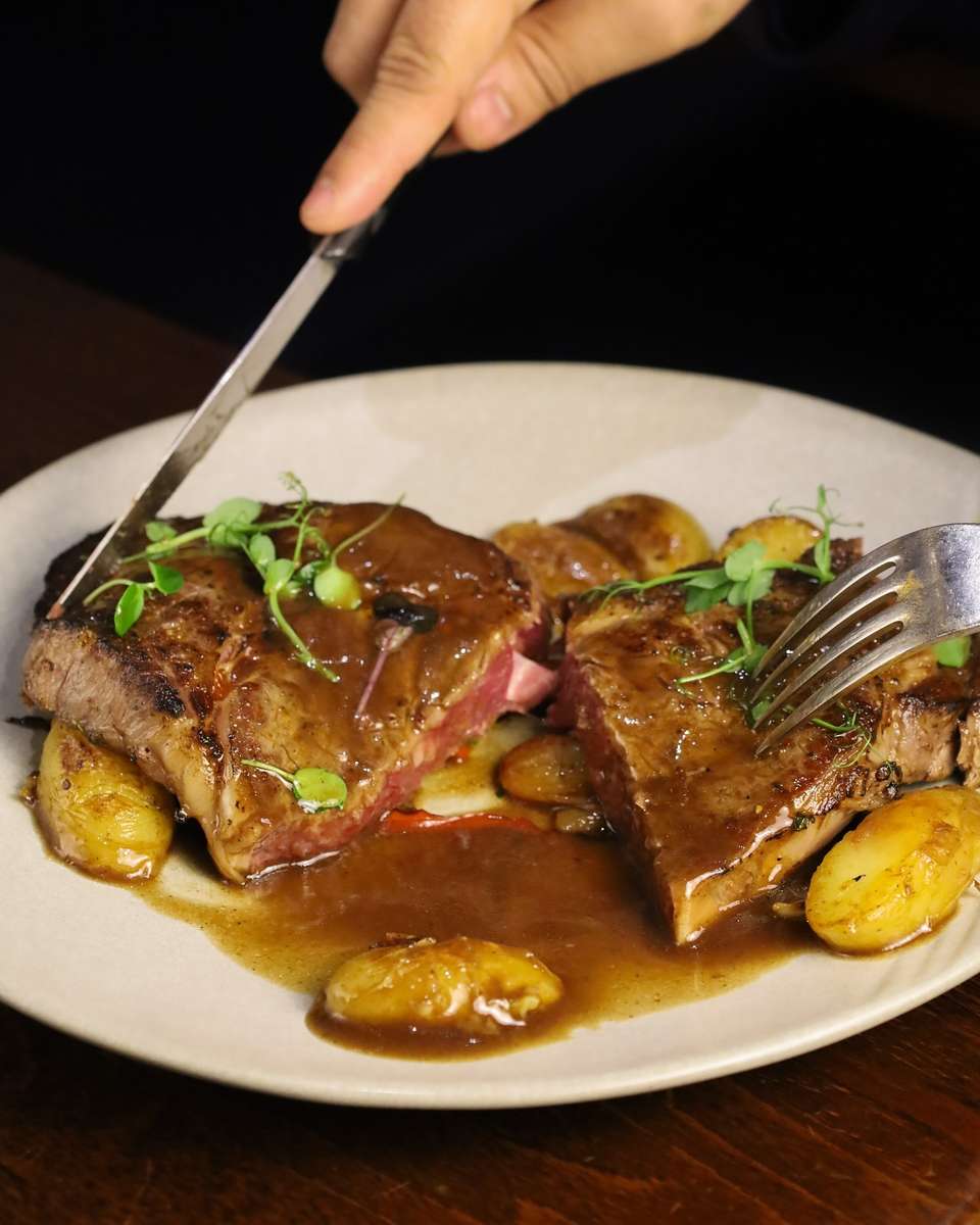 Steak and potatoes and gravy