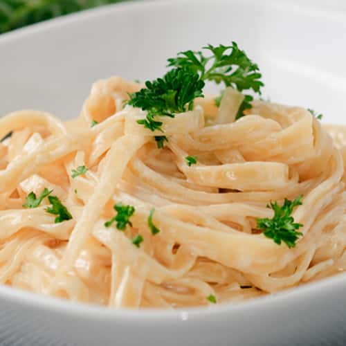 Fettuccini pasta in a bowl