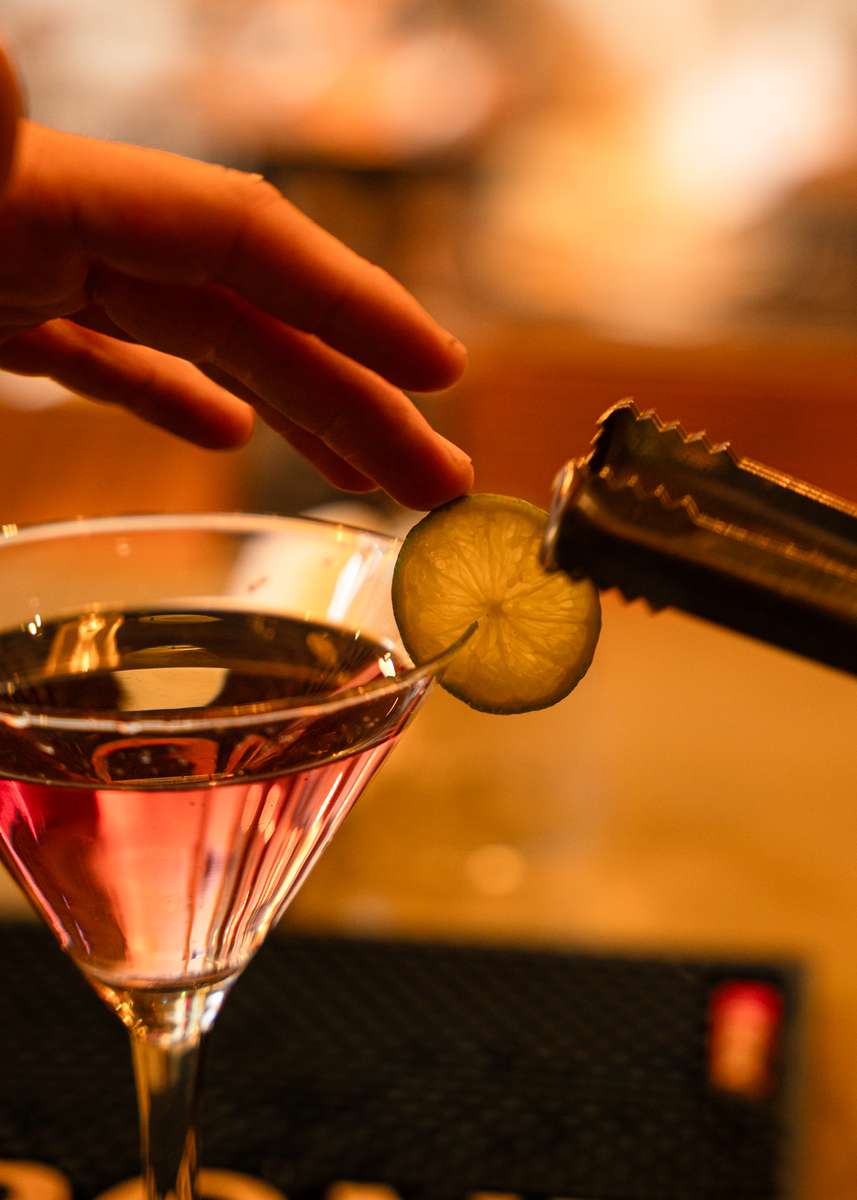 Close-up of a refreshing cocktail served at St Tropez Wine Bar.