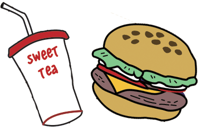 sweet tea and hamburger drawing