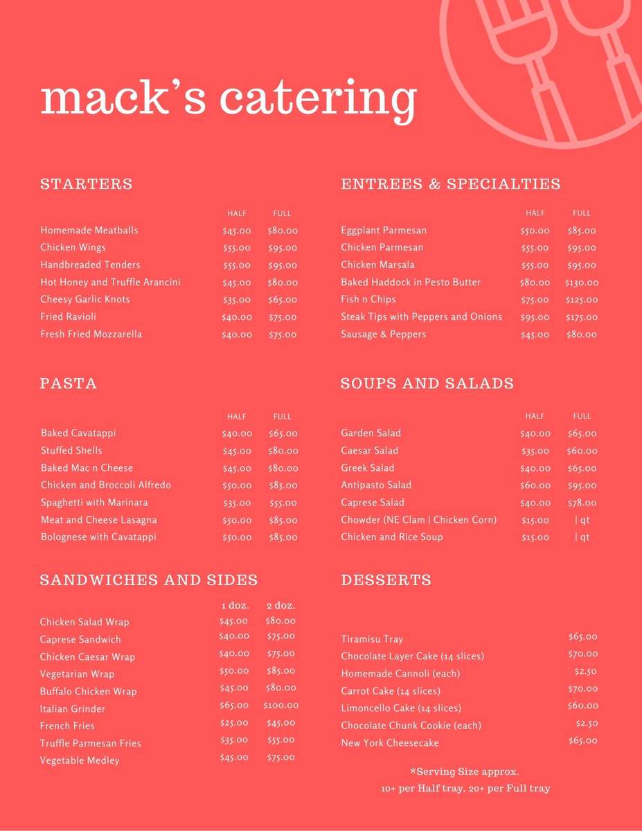 Catering Menu