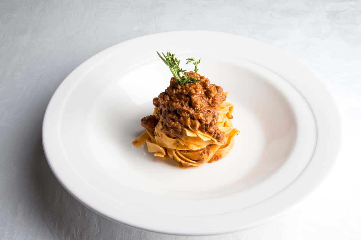 Spaghetti with tomato and Bolognese sauce