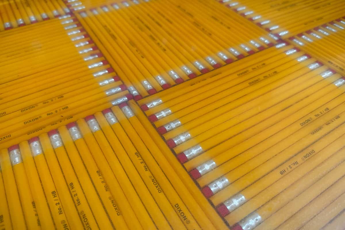 Bar top covered in No.2 Pencils