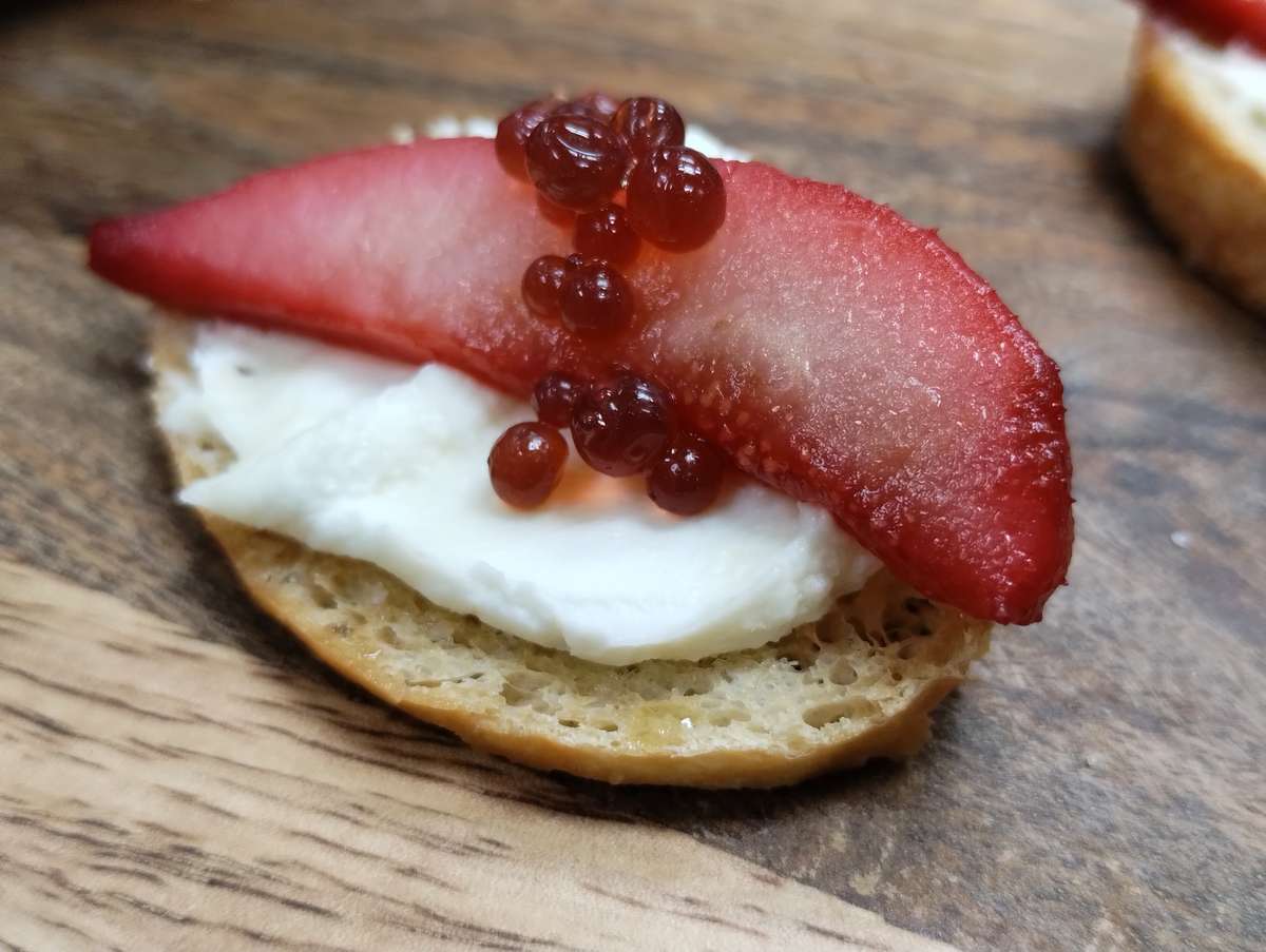 lavender pear crostini