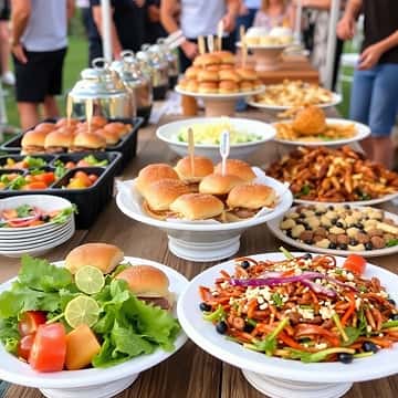 buffet display of food for a social gathering