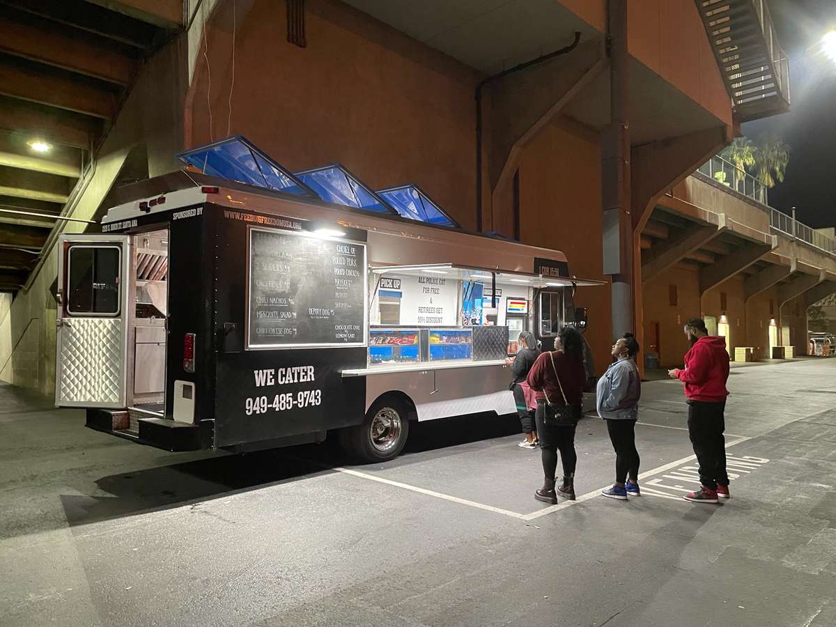back the blue catering truck
