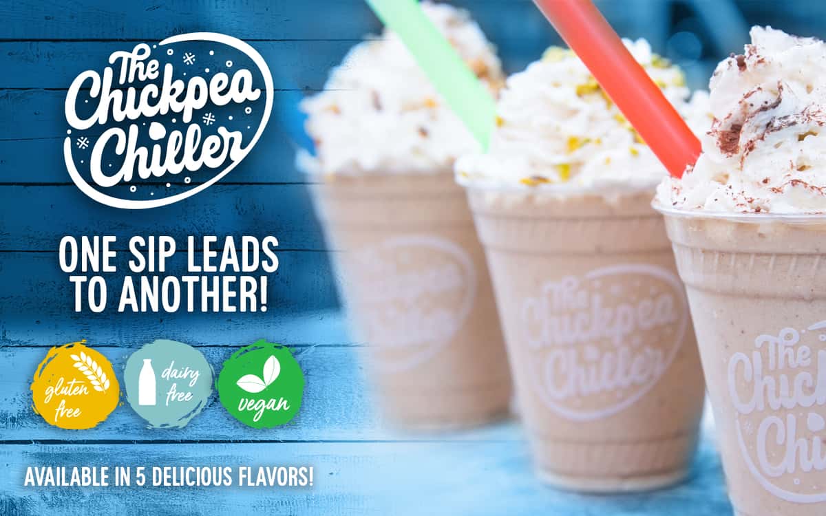 The Chickpea Chiller Milkshake graphic available in five flavors