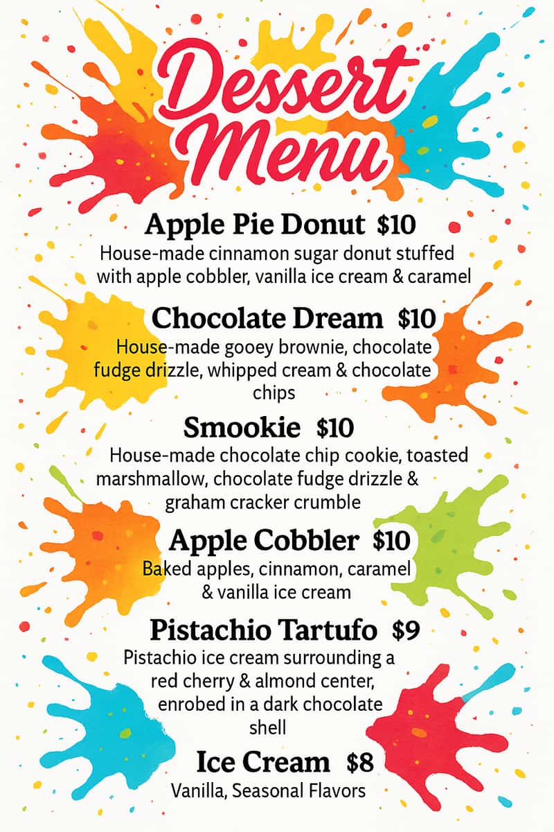 Dessert Menu