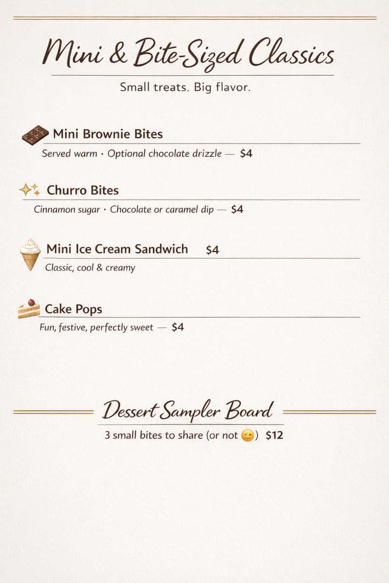 Mini Desert Menu