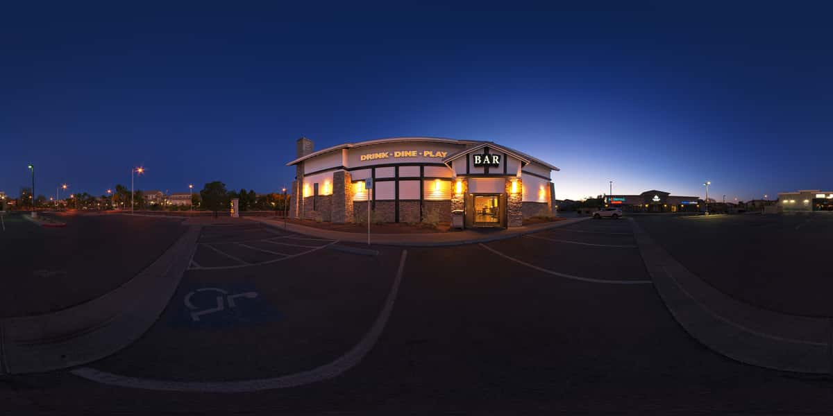 Exterior of bar at night