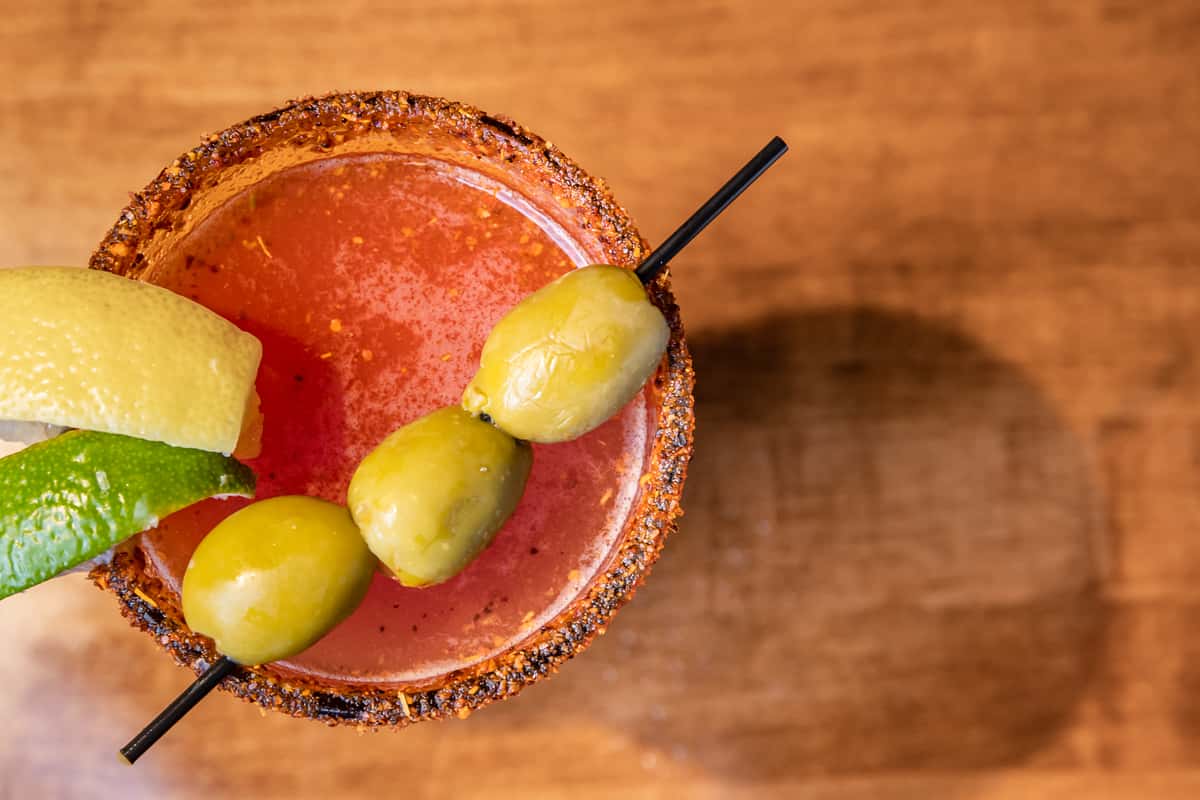 michelada with olives