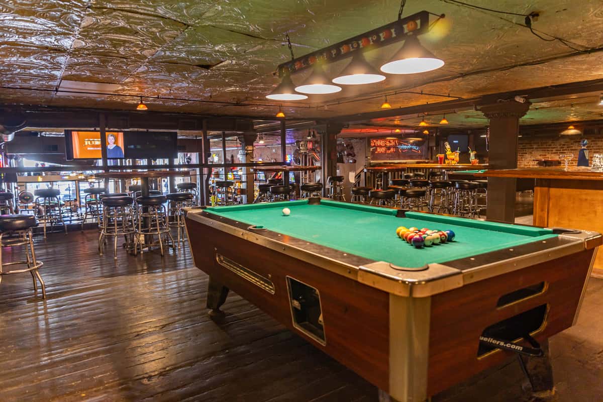 restaurant interior with pool table