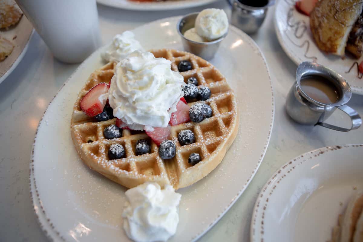 berry waffles with whippedcream