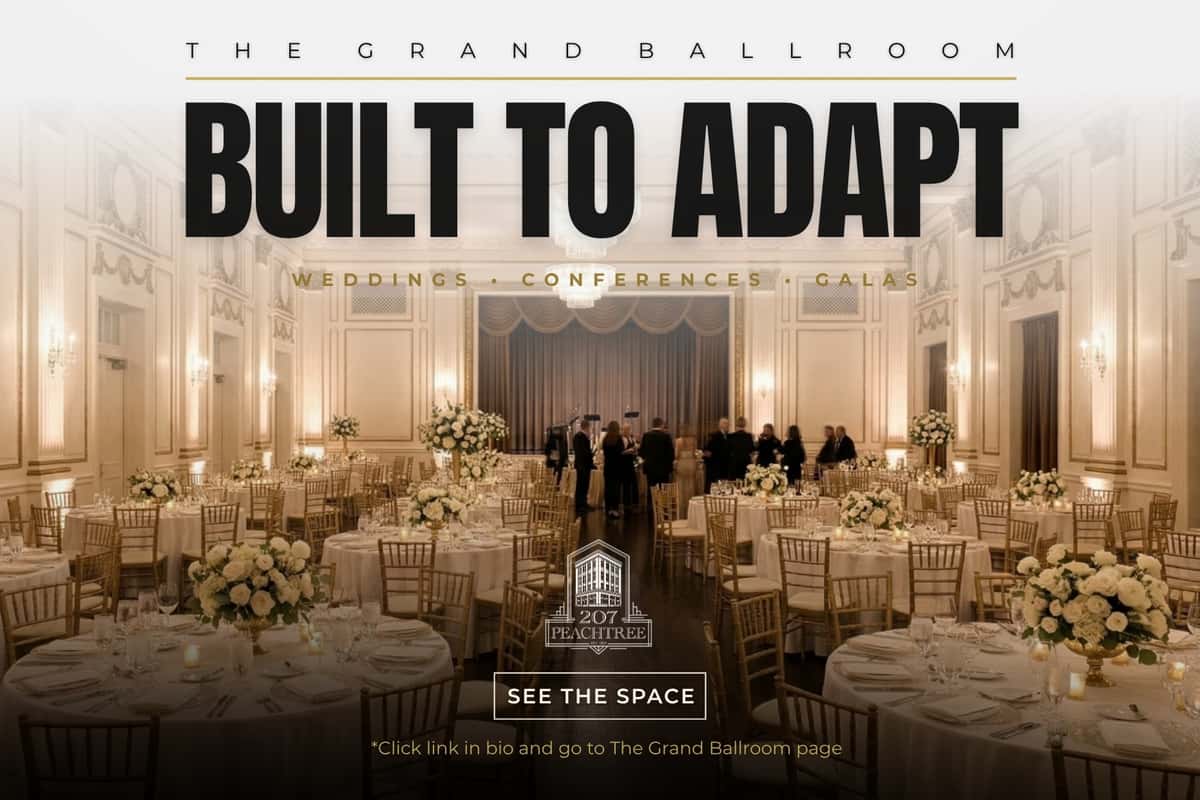 From Weddings to Conferences: How the Grand Ballroom Is Used at 207 Peachtree