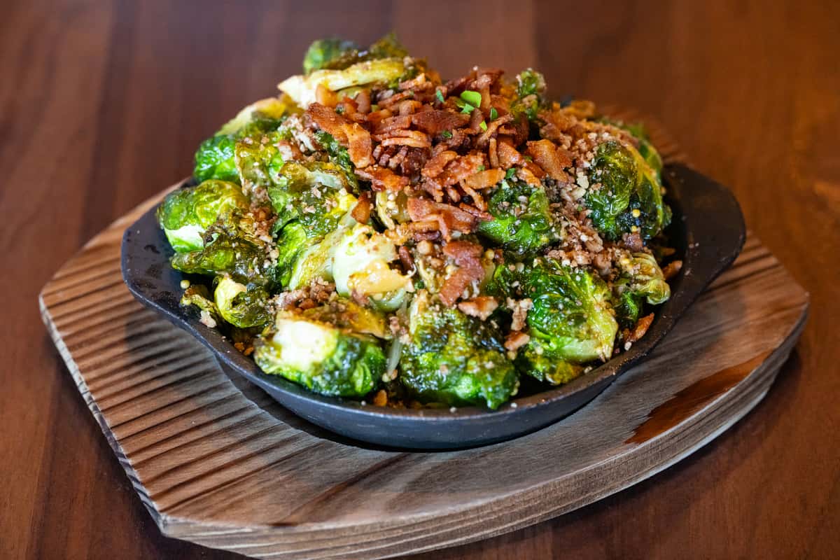 Cast Iron Roasted Brussels Sprouts Olea American Restaurant in