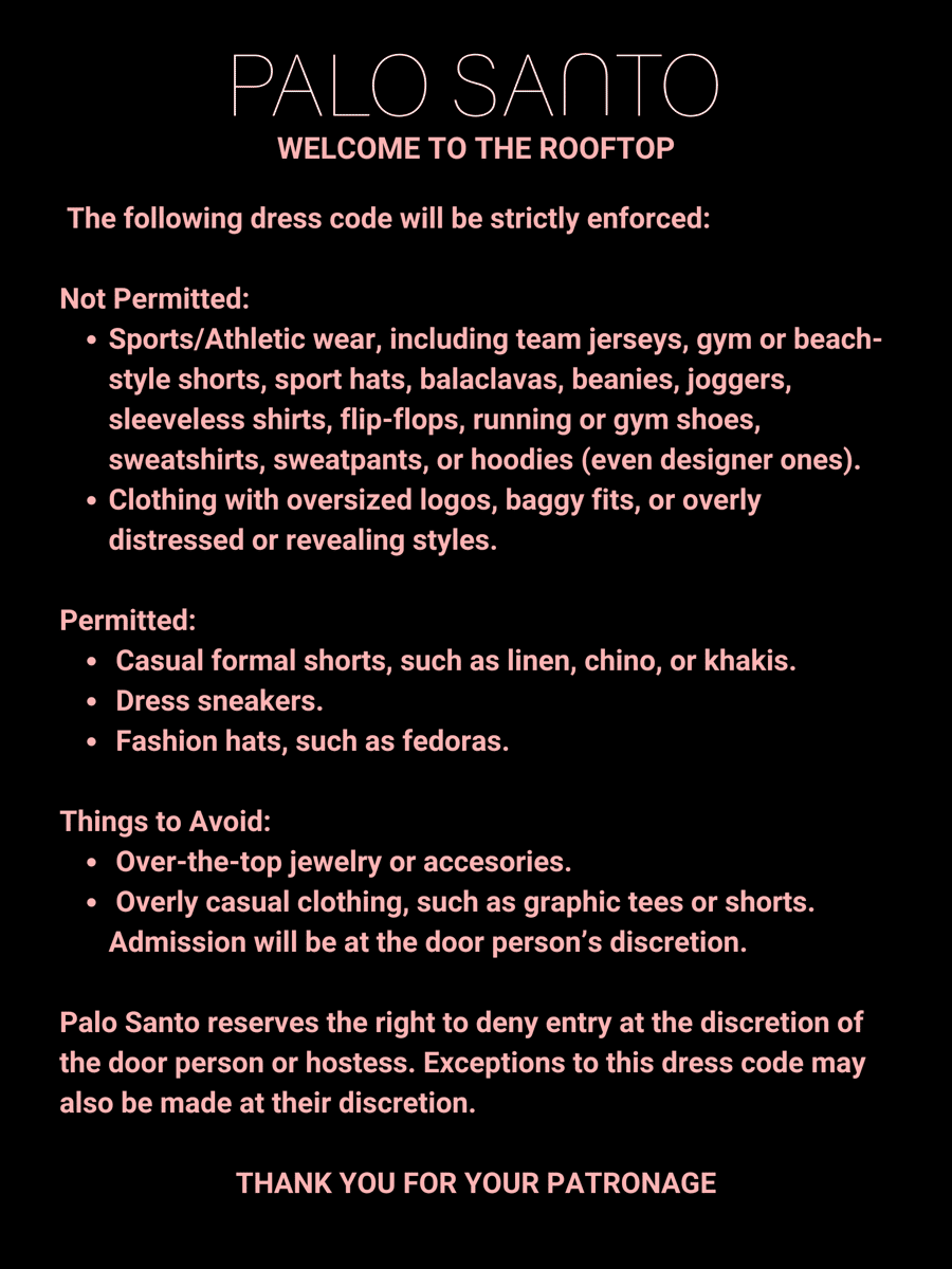 rooftop dress code