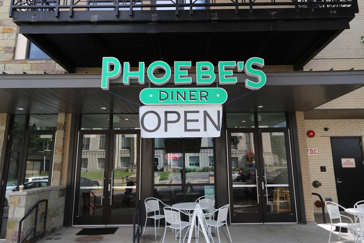 phoebe's downtown now open sign