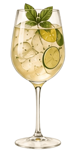 Hugo Spritz with mint and lime garnish
