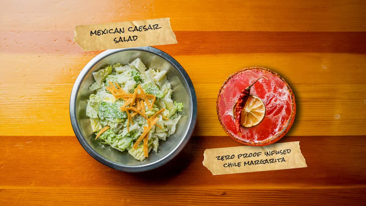 Mexican Caesar Salad + Infused Chile Margarita