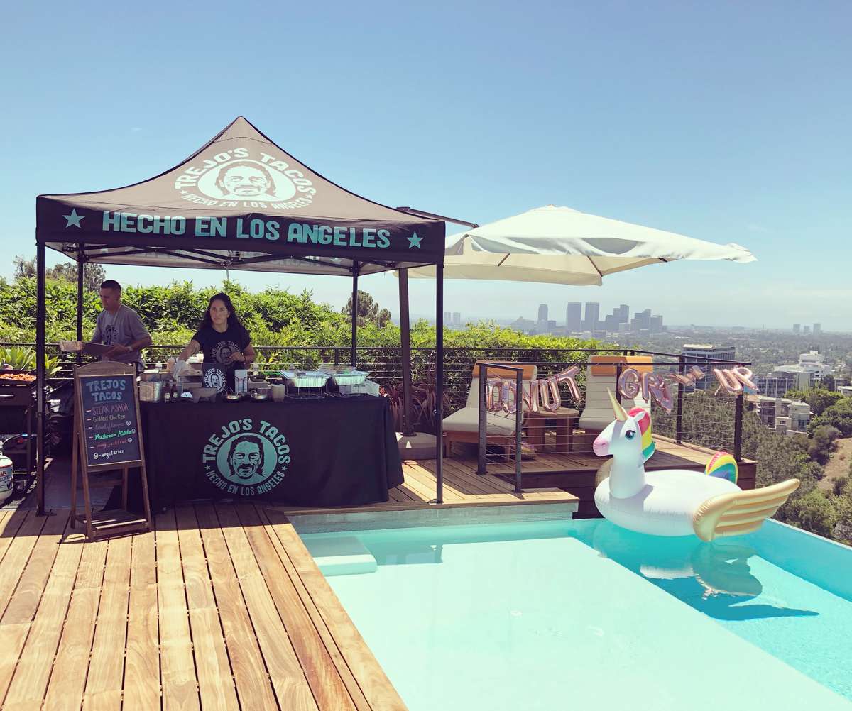 Catering tent by the pool