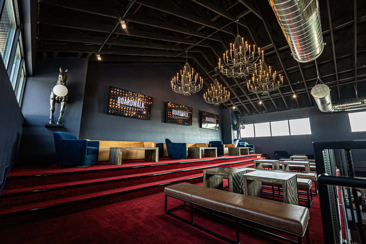 Boardwalk interior with TVs
